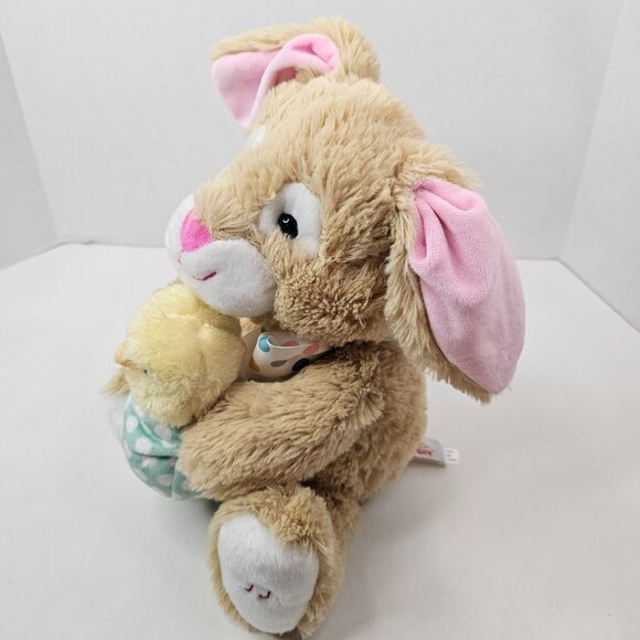Cuddle Barn Bunny Chick Plush Tan Yellow Stuffed Animated Easter Musical Works - Picture 5 of 15